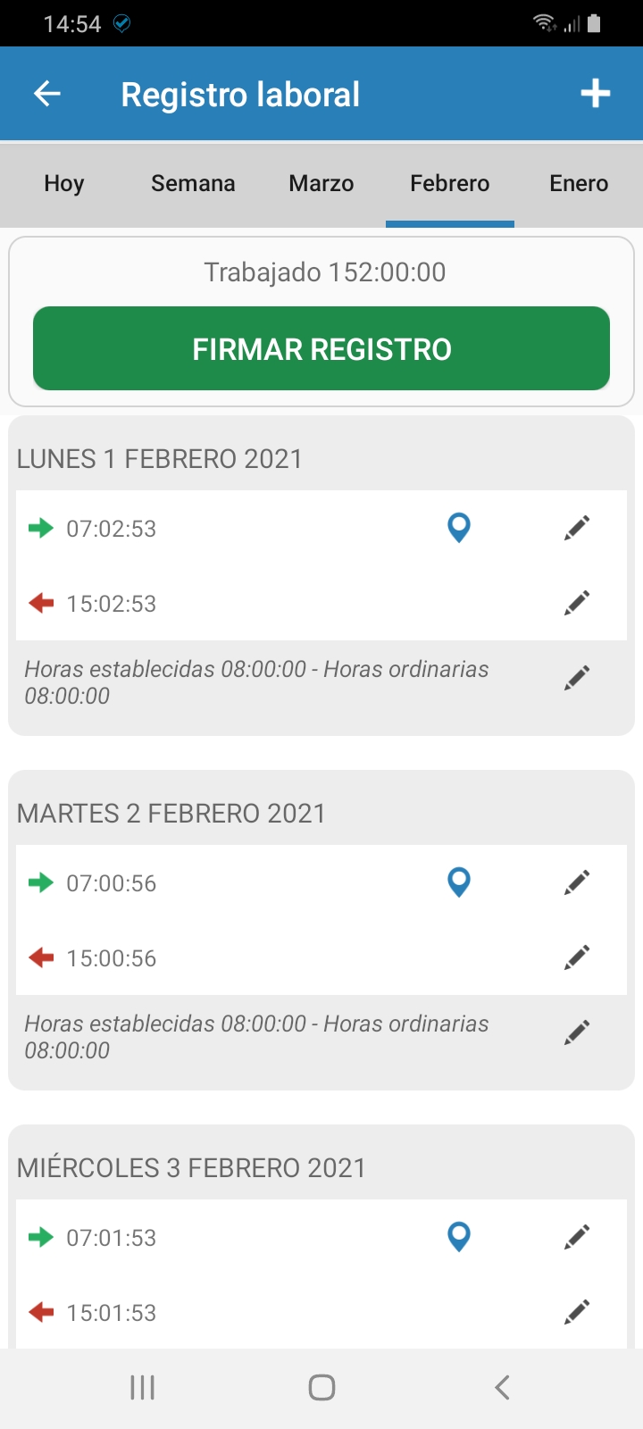 Registro laboral con firma electrónica