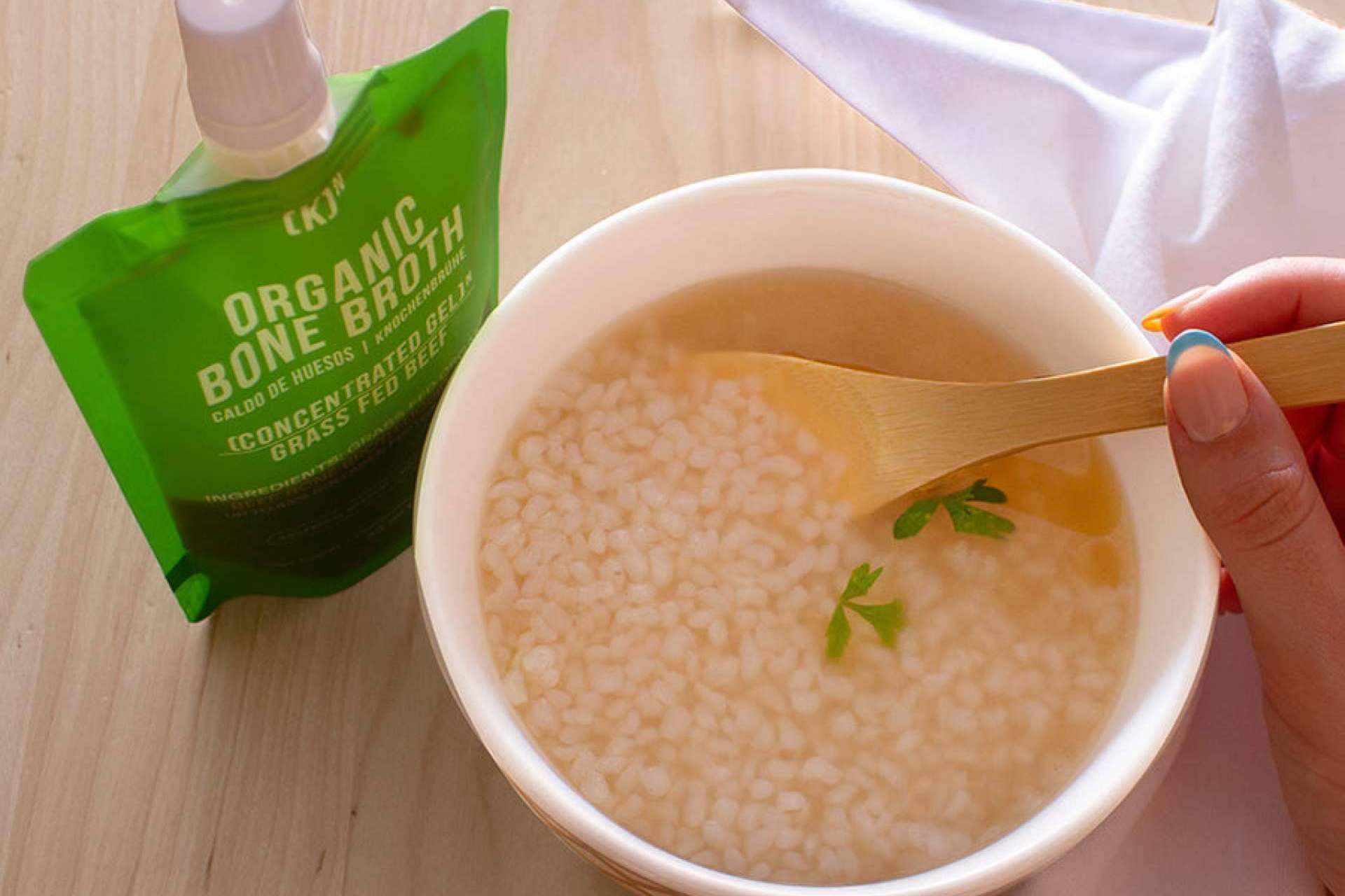 Caldo ecológico con nutrientes y colágeno