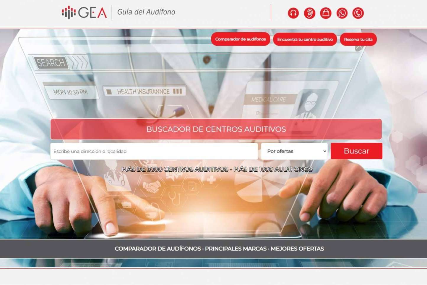 Guía del Audífono, comparador de audífonos y buscador de centros auditivos que permite encontrar las mejores ofertas