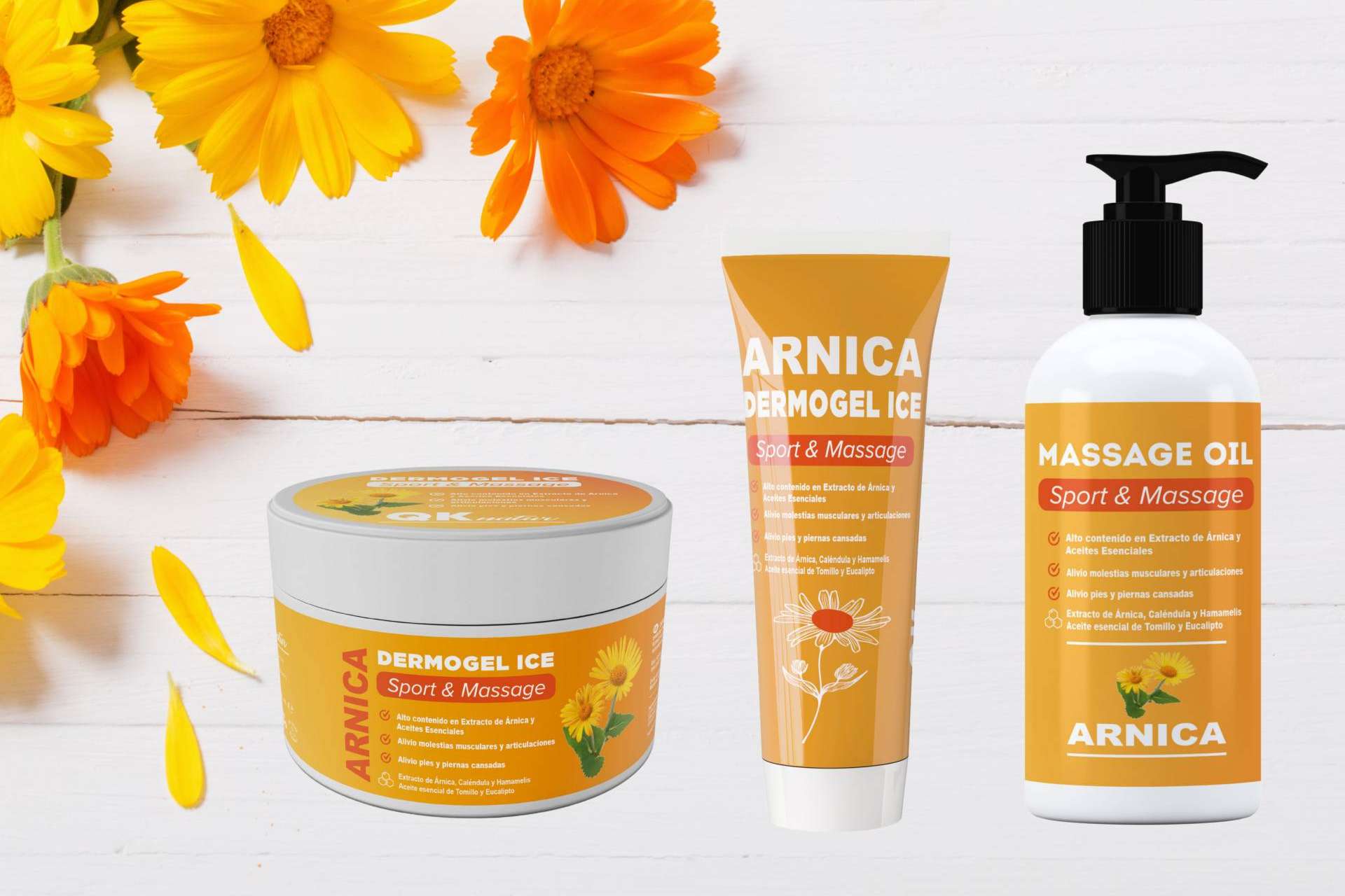 Crema y aceite masaje árnica, con QKnatur
