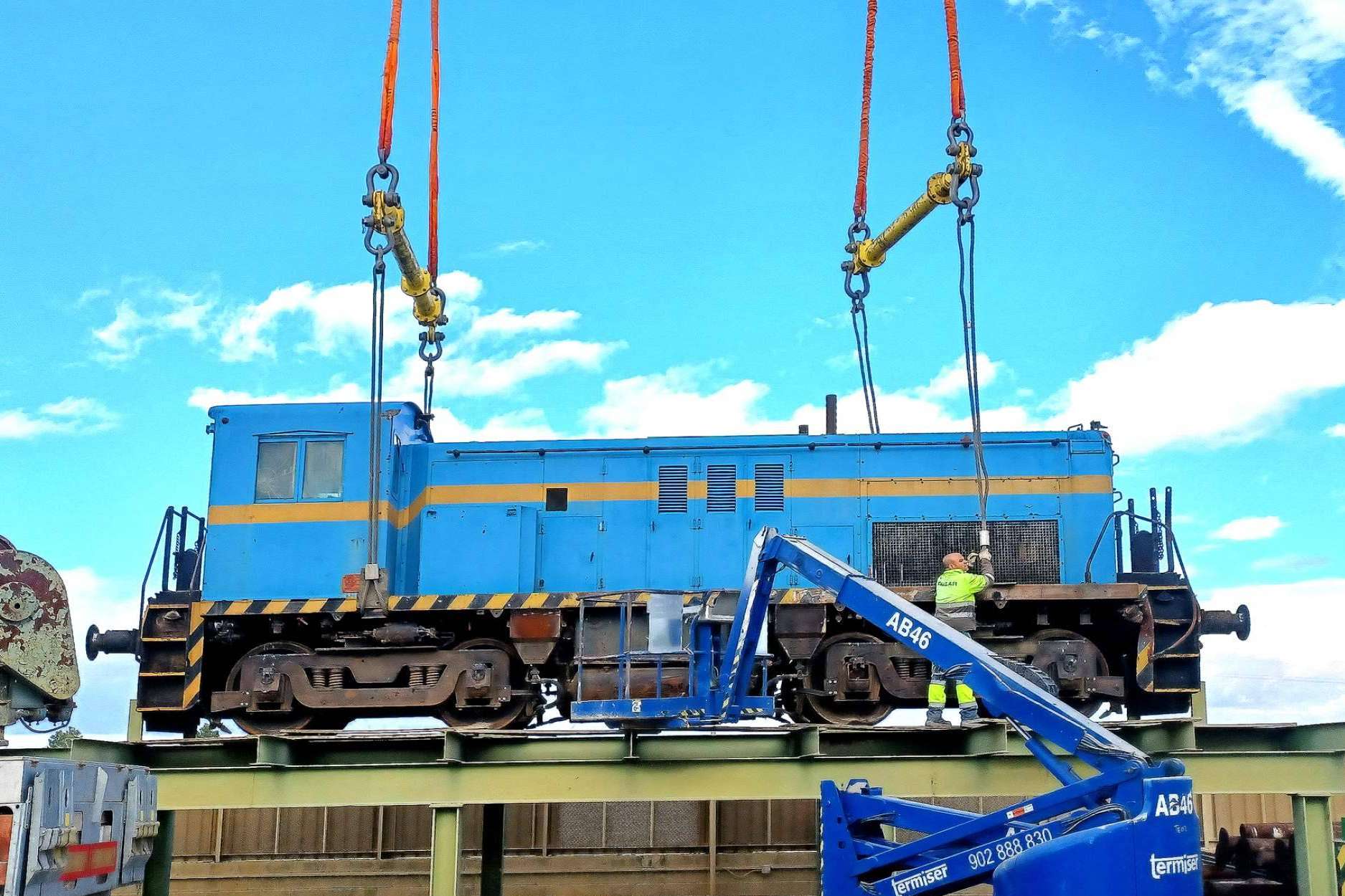 Una locomotora militar norteamericana preservada por la Fundación del Patrimonio Ferroviario