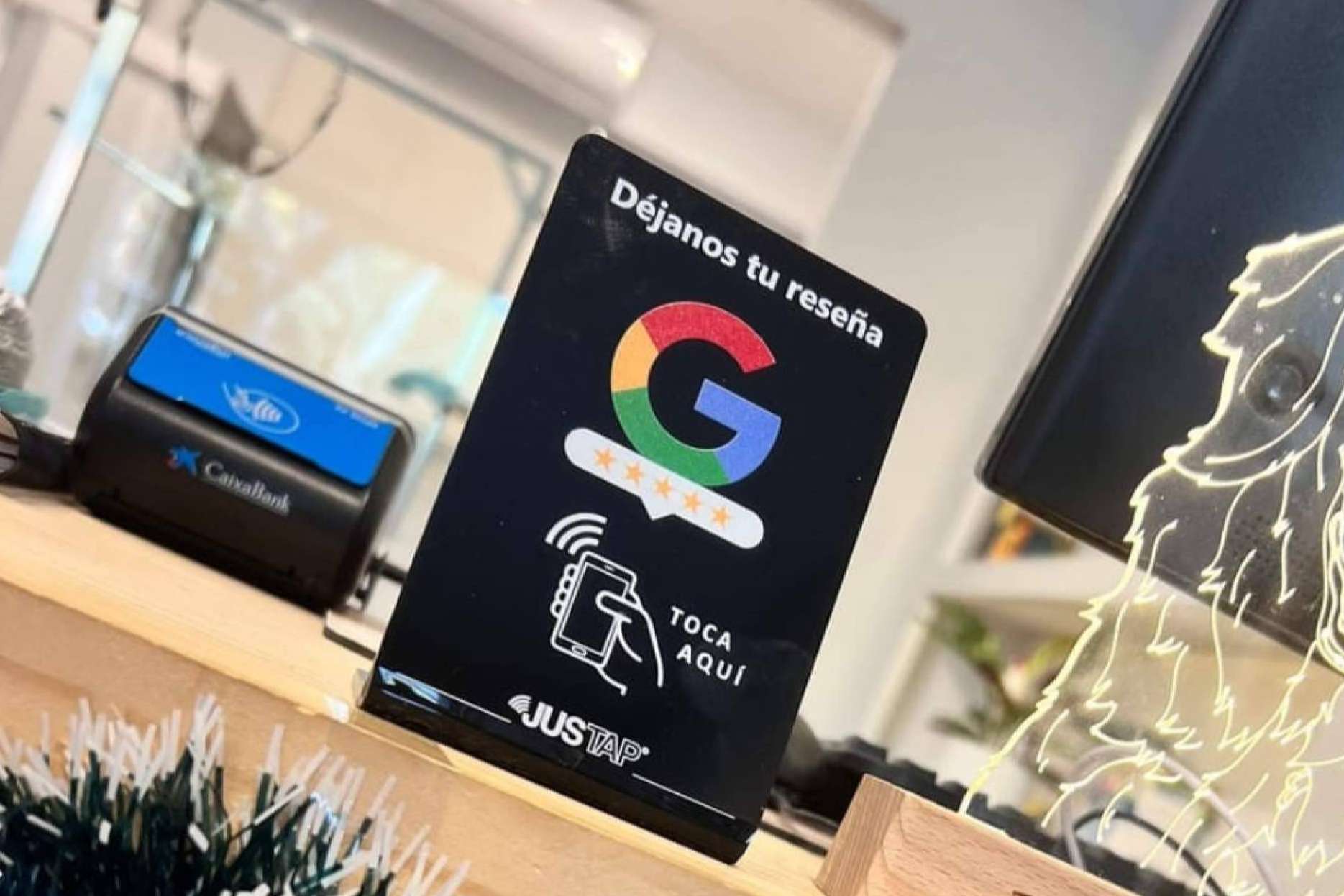 Stand acrílico JUSTAP con NFC para reseñas de Google