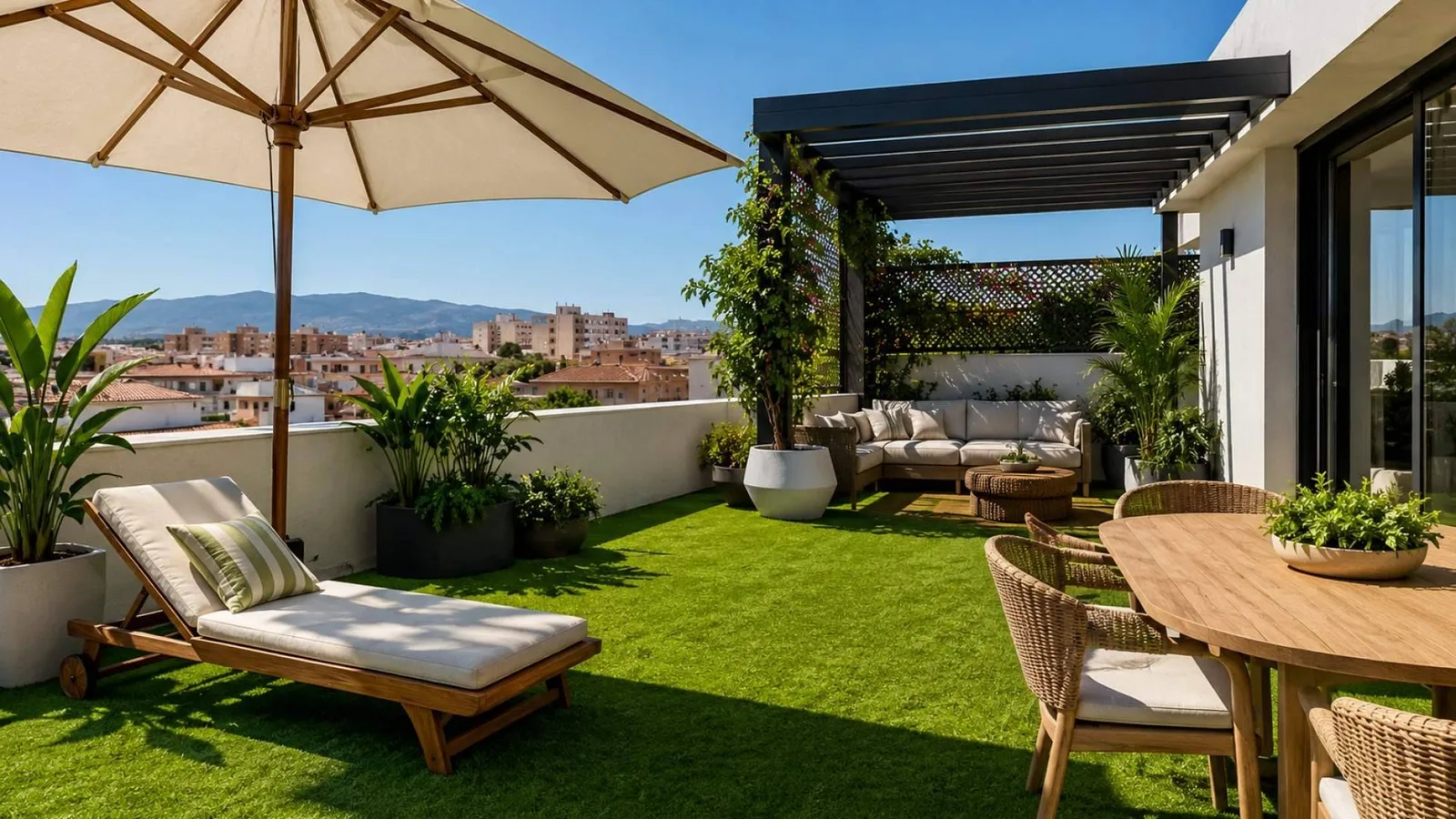 Albergrass explica cómo elegir césped artificial para una terraza con muchas horas de sol